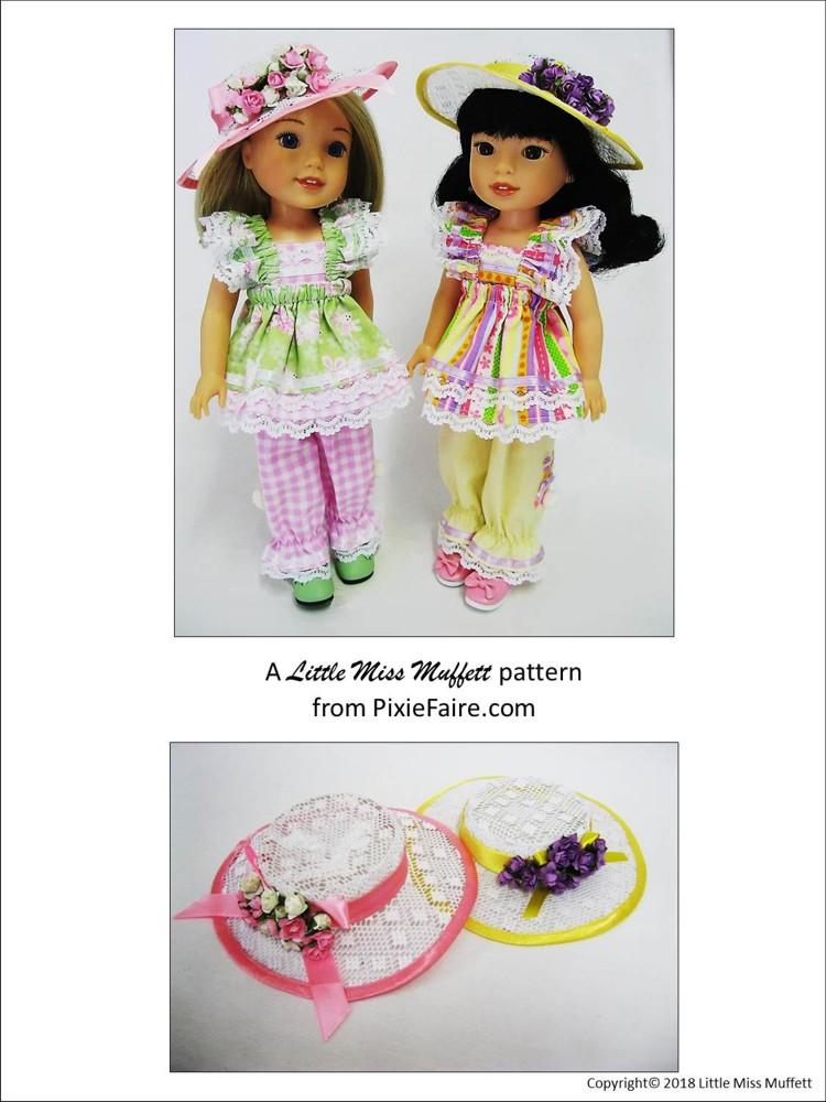 Little Miss Muffett WellieWishers Easter Parade 14.5" Doll Clothes Pattern Pixie Faire