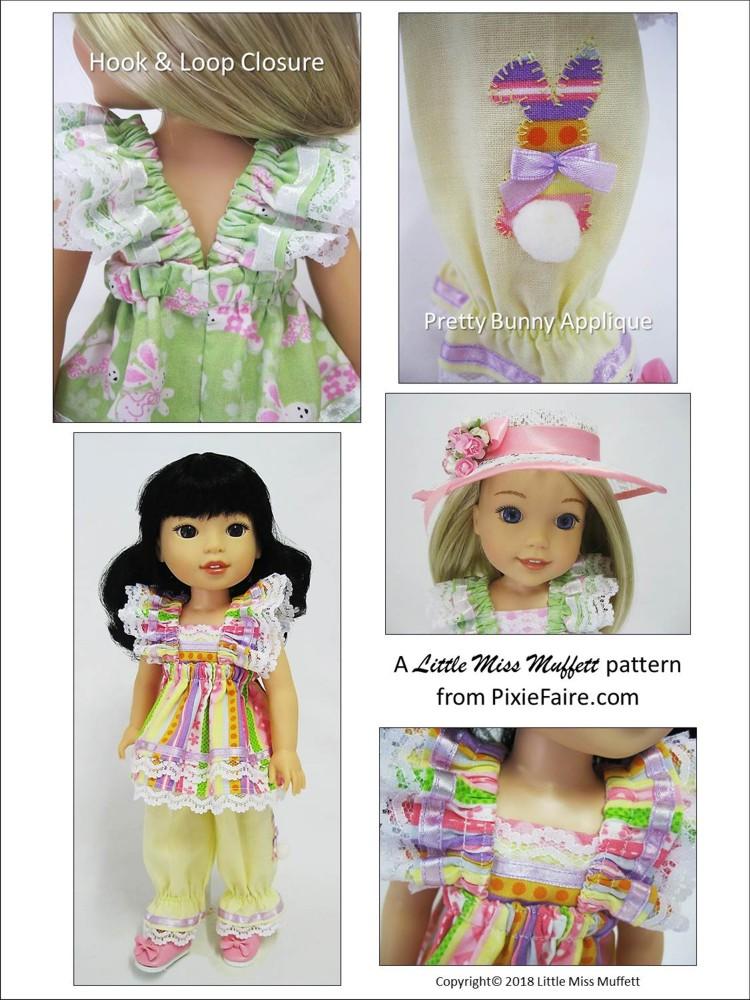 Little Miss Muffett WellieWishers Easter Parade 14.5" Doll Clothes Pattern Pixie Faire