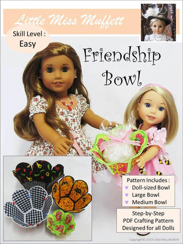 Little Miss Muffett 18 Inch Modern Friendship Bowl 14" to 18" Doll Accessory Pattern Pixie Faire