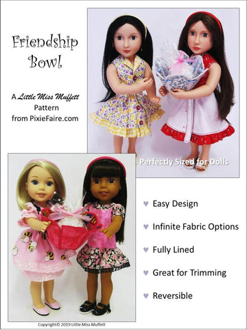 Little Miss Muffett 18 Inch Modern Friendship Bowl 14" to 18" Doll Accessory Pattern Pixie Faire