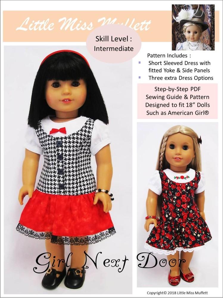 Little Miss Muffett Girl Next Door Doll Clothes Pattern 18 inch American  Girl Dolls