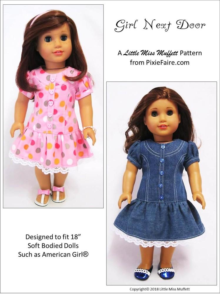Little Miss Muffett 18 Inch Modern Girl Next Door 18" Doll Clothes Pattern Pixie Faire