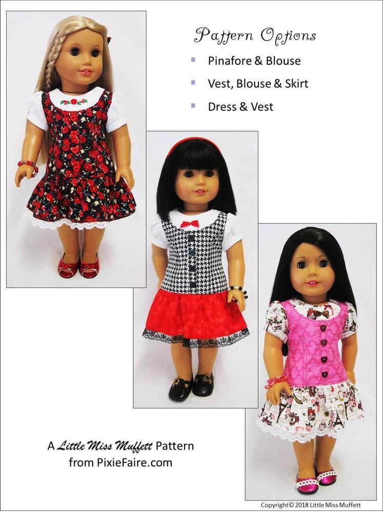 Little Miss Muffett 18 Inch Modern Girl Next Door 18" Doll Clothes Pattern Pixie Faire