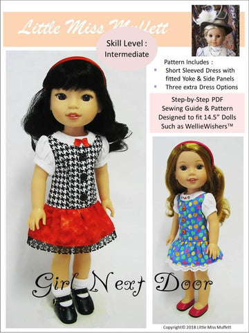Little Miss Muffett WellieWishers Girl Next Door 14.5" Doll Clothes Pattern Pixie Faire