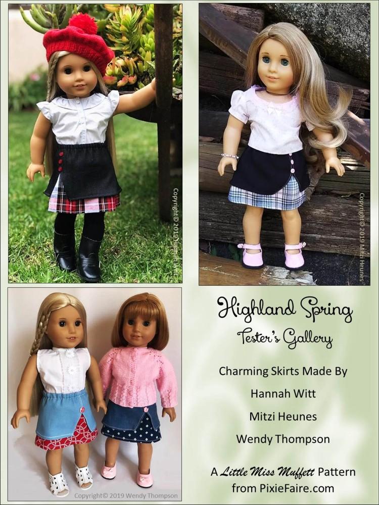 Little Miss Muffett 18 Inch Modern Highland Spring Skirt 18" Doll Clothes Pattern Pixie Faire