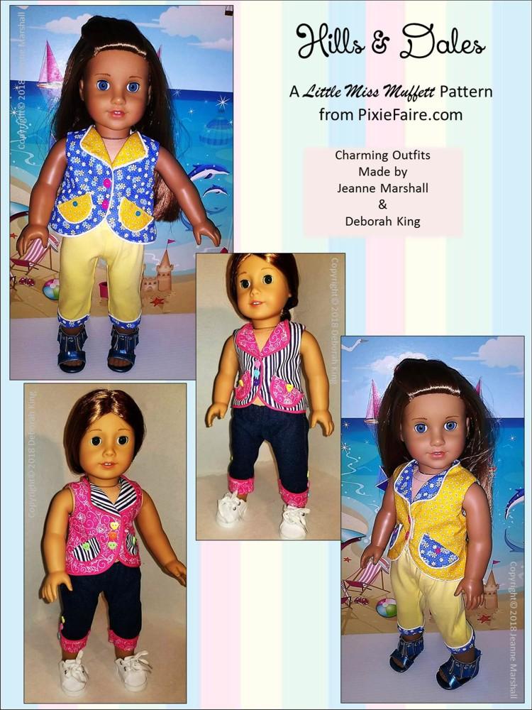 Little Miss Muffett 18 Inch Modern Hills & Dales 18" Doll Clothes Pattern Pixie Faire