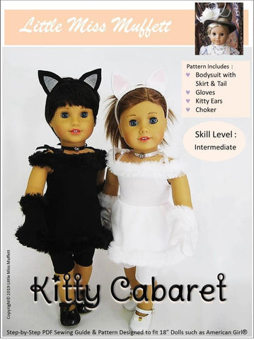 Little Miss Muffett 18 Inch Modern Kitty Cabaret Costume 18" Doll Clothes Pattern Pixie Faire