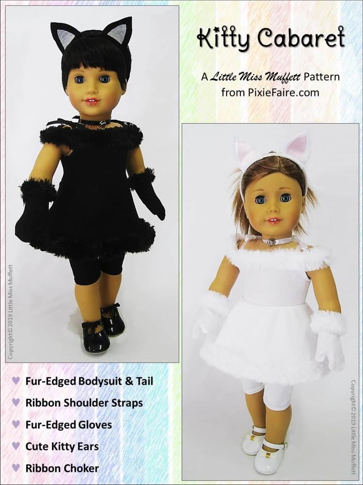 Little Miss Muffett 18 Inch Modern Kitty Cabaret Costume 18" Doll Clothes Pattern Pixie Faire