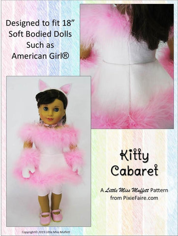 Little Miss Muffett 18 Inch Modern Kitty Cabaret Costume 18" Doll Clothes Pattern Pixie Faire