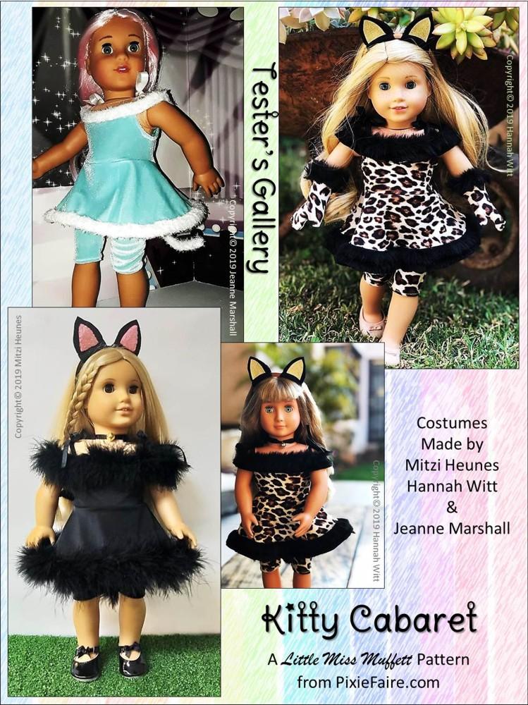 Little Miss Muffett 18 Inch Modern Kitty Cabaret Costume 18" Doll Clothes Pattern Pixie Faire