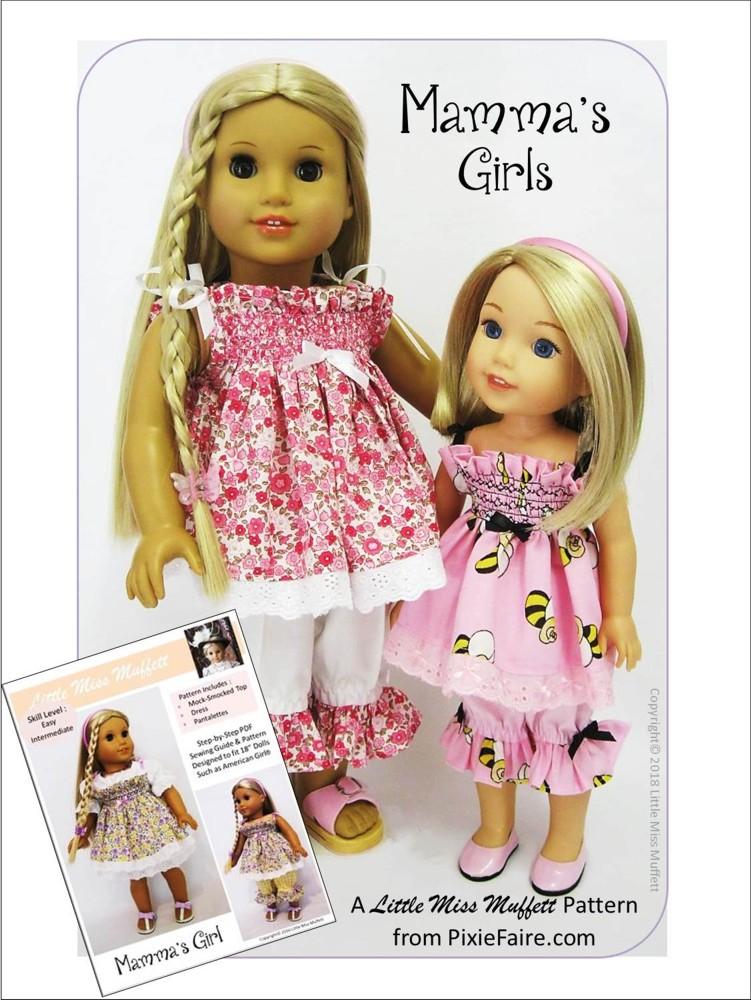Little Miss Muffett WellieWishers Mamma's Girl 14.5" Doll Clothes Pattern Pixie Faire