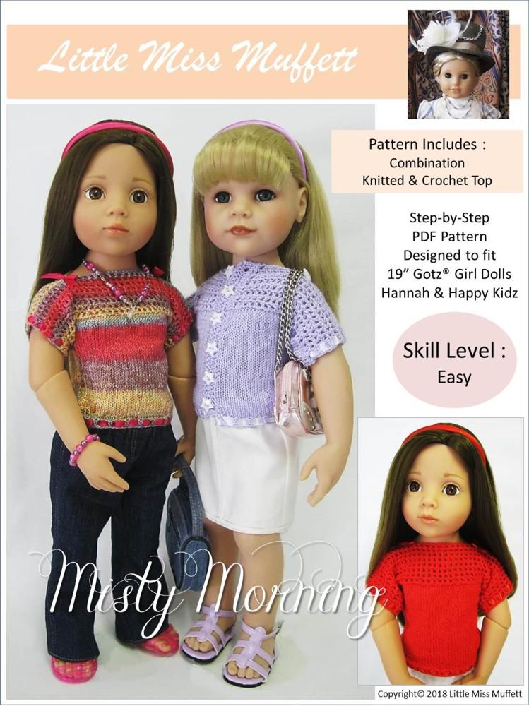 Little Miss Muffett Gotz 19" Misty Morning Knitting & Crochet Pattern for 19" Gotz Dolls Pixie Faire