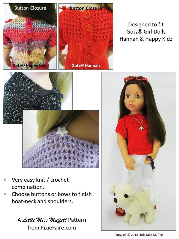 Little Miss Muffett Gotz 19" Misty Morning Knitting & Crochet Pattern for 19" Gotz Dolls Pixie Faire