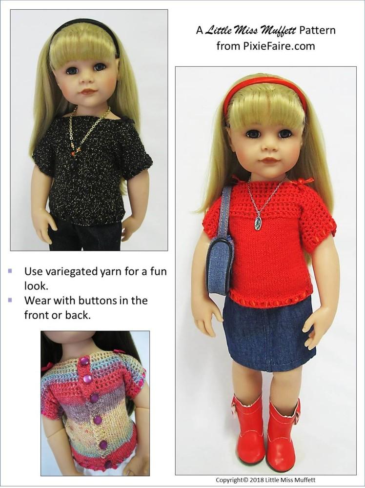 Little Miss Muffett Gotz 19" Misty Morning Knitting & Crochet Pattern for 19" Gotz Dolls Pixie Faire