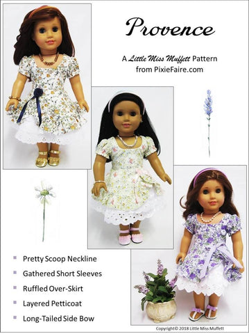Little Miss Muffett 18 Inch Modern Provence 18" Doll Clothes Pattern Pixie Faire