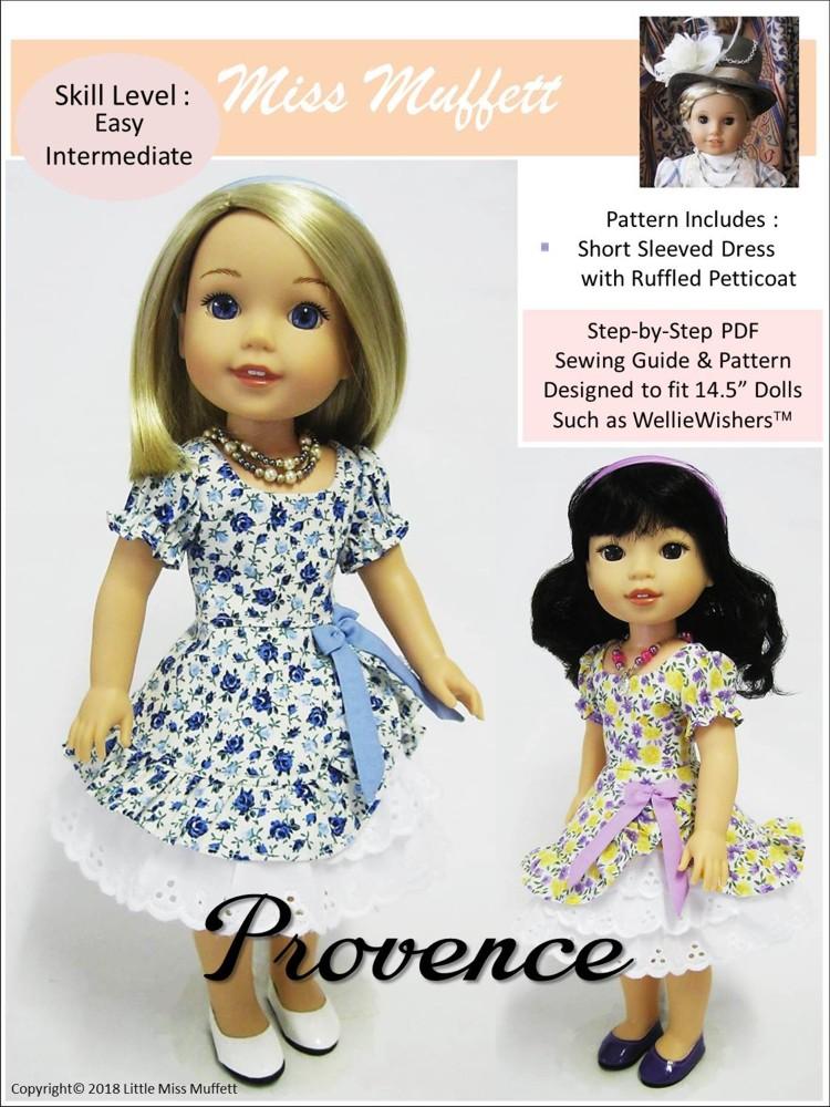 Little Miss Muffett WellieWishers Provence 14.5" Doll Clothes Pattern Pixie Faire