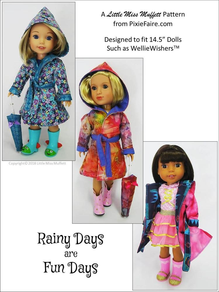 Little Miss Muffett WellieWishers Rainy Days Are Fun Days 14.5" Doll Clothes Pattern Pixie Faire
