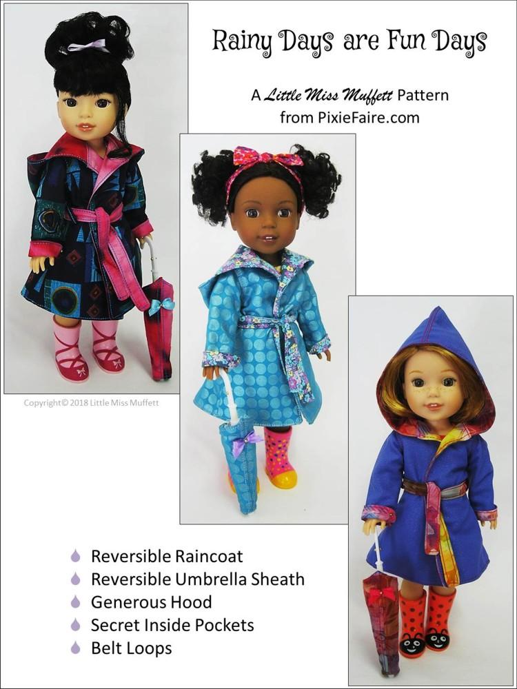 Little Miss Muffett WellieWishers Rainy Days Are Fun Days 14.5" Doll Clothes Pattern Pixie Faire