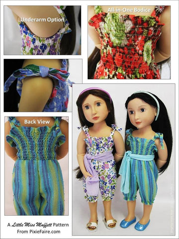 Little Miss Muffett A Girl For All Time Riviera Romper Pattern for AGAT Dolls Pixie Faire