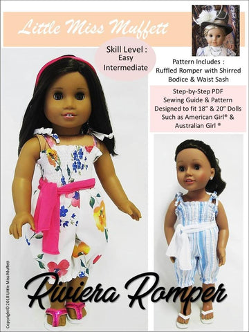 Little Miss Muffett 18 Inch Modern Riviera Romper Pattern For 18 to 20 Inch Dolls Pixie Faire