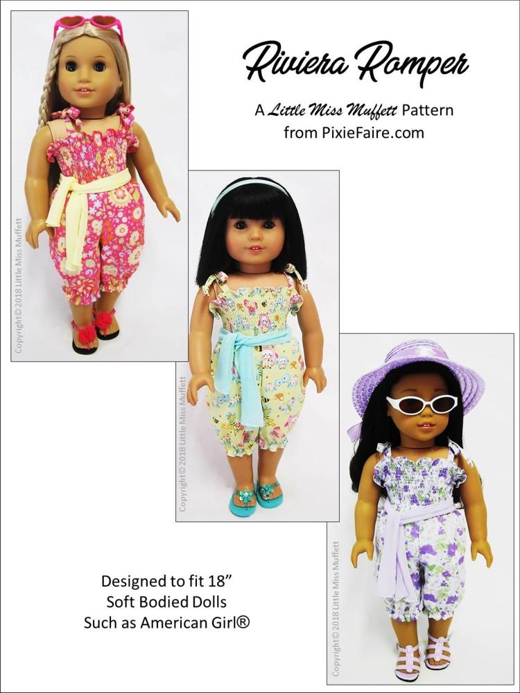 Little Miss Muffett 18 Inch Modern Riviera Romper Pattern For 18 to 20 Inch Dolls Pixie Faire