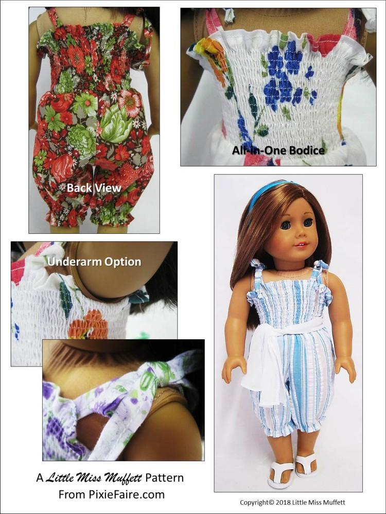 Little Miss Muffett 18 Inch Modern Riviera Romper Pattern For 18 to 20 Inch Dolls Pixie Faire