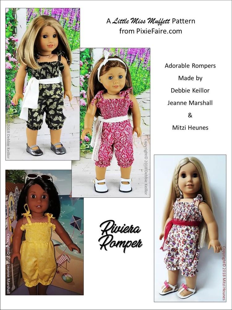 Little Miss Muffett 18 Inch Modern Riviera Romper Pattern For 18 to 20 Inch Dolls Pixie Faire