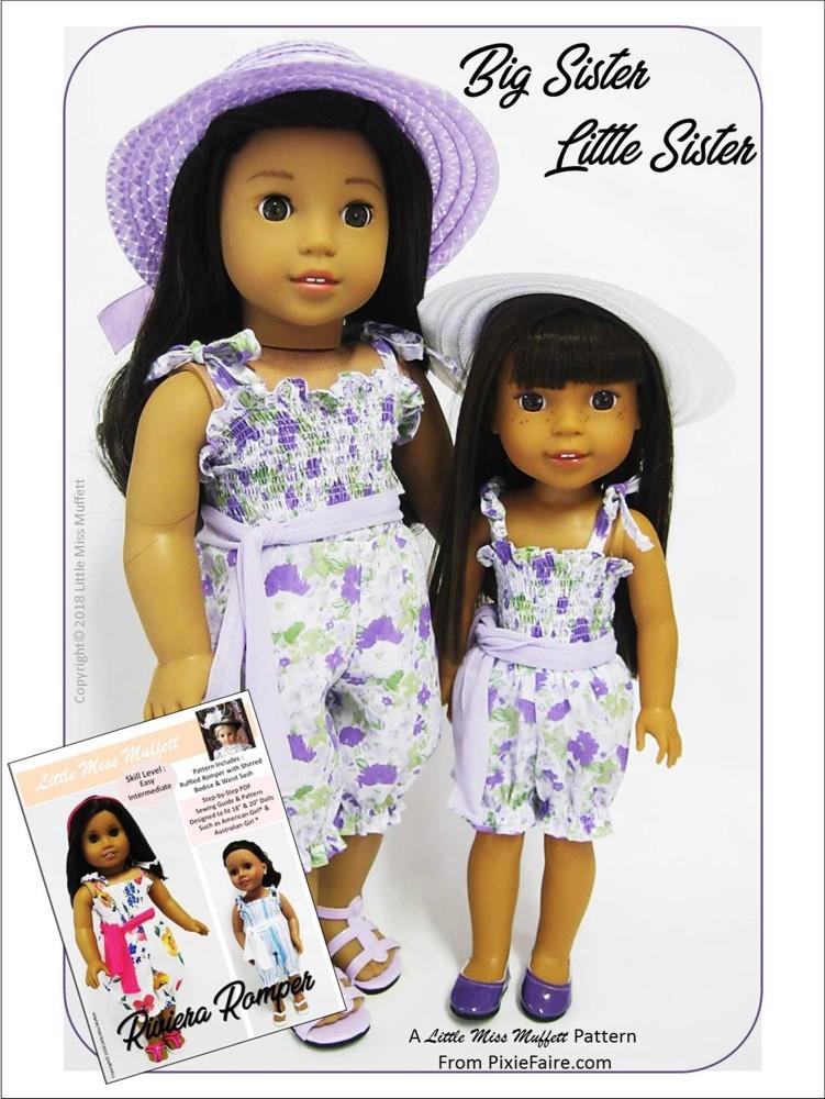 Little Miss Muffett WellieWishers Riviera Romper 14.5" Doll Clothes Pattern Pixie Faire