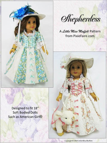 Little Miss Muffett 18 Inch Historical Shepherdess 18" Doll Clothes Pattern Pixie Faire