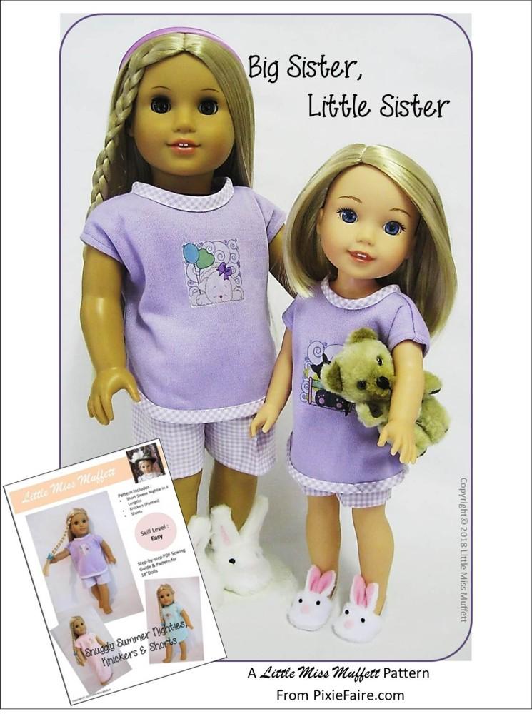 Little Miss Muffett WellieWishers Snuggly Summer Nighties, Knickers & Shorts 14.5" Doll Clothes Pattern Pixie Faire