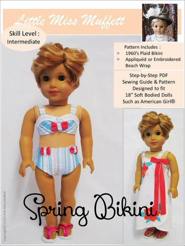 Little Miss Muffett 18 Inch Modern Spring Bikini 18" Doll Clothes Pattern Pixie Faire