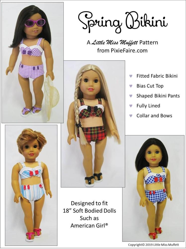Little Miss Muffett 18 Inch Modern Spring Bikini 18" Doll Clothes Pattern Pixie Faire