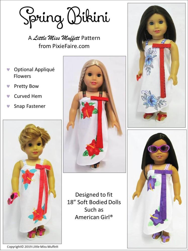 Little Miss Muffett 18 Inch Modern Spring Bikini 18" Doll Clothes Pattern Pixie Faire