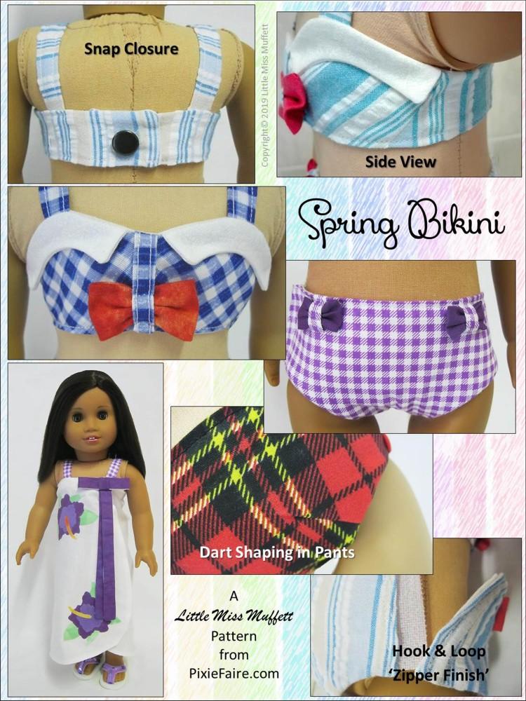 Little Miss Muffett 18 Inch Modern Spring Bikini 18" Doll Clothes Pattern Pixie Faire