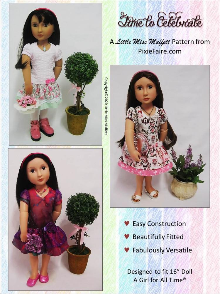 Little Miss Muffett A Girl For All Time Time To Celebrate Pattern for AGAT Dolls Pixie Faire
