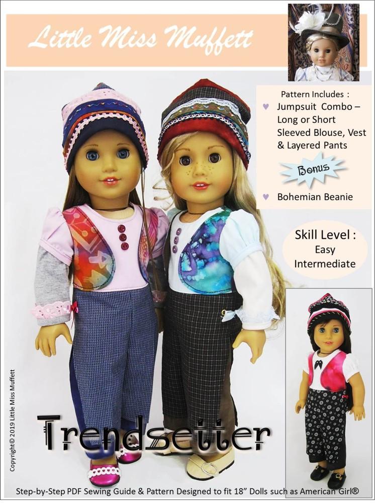 Little Miss Muffett 18 Inch Modern Trendsetter Jumpsuit 18" Doll Clothes Pattern Pixie Faire