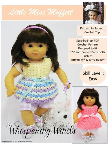 Little Miss Muffett Bitty Baby/Twin Whispering Winds 15" Baby Doll Crochet Pattern Pixie Faire