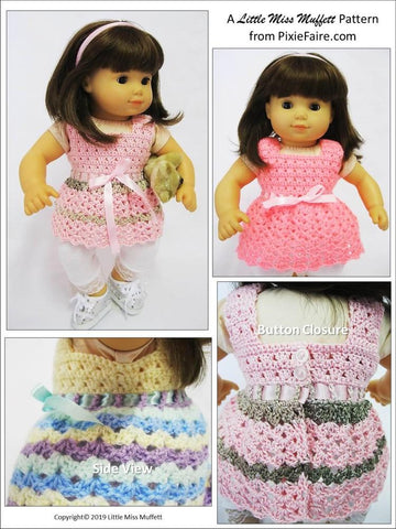 Little Miss Muffett Bitty Baby/Twin Whispering Winds 15" Baby Doll Crochet Pattern Pixie Faire