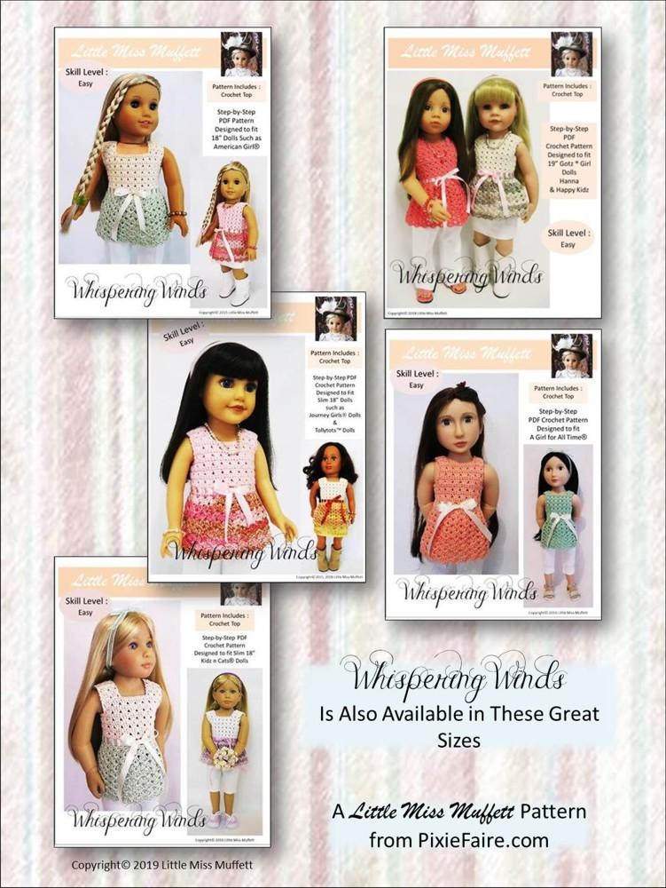 Little Miss Muffett Bitty Baby/Twin Whispering Winds 15" Baby Doll Crochet Pattern Pixie Faire