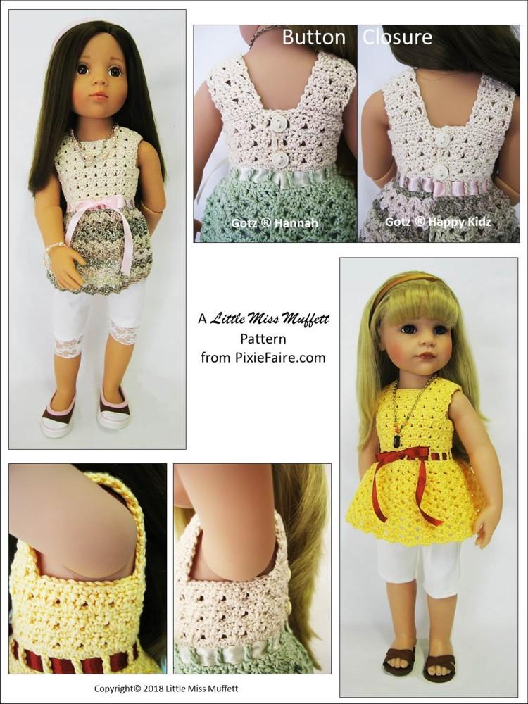Little Miss Muffett Gotz 19" Whispering Winds Crochet Pattern for 19" Gotz Dolls Pixie Faire