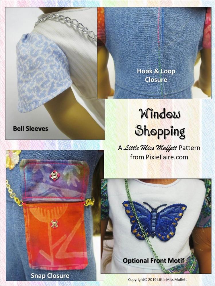 Little Miss Muffett 18 Inch Modern Window Shopping 18" Doll Clothes Pattern Pixie Faire