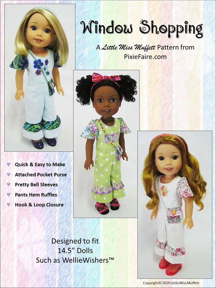 Little Miss Muffett WellieWishers Window Shopping 14.5" Doll Clothes Pattern Pixie Faire