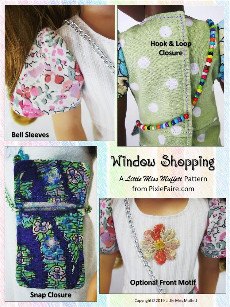 Little Miss Muffett WellieWishers Window Shopping 14.5" Doll Clothes Pattern Pixie Faire