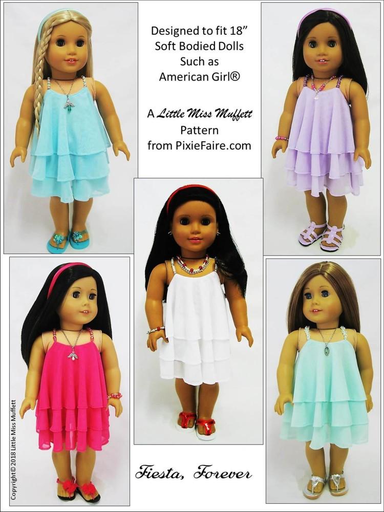 Little Miss Muffett 18 Inch Modern Fiesta, Forever 18" Doll Clothes Pattern Pixie Faire