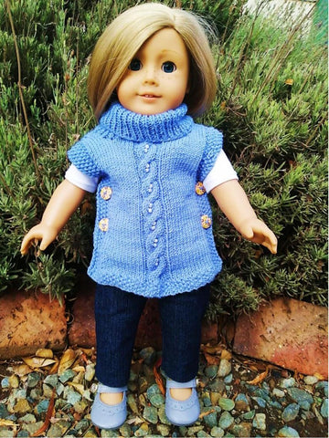 Little Miss Muffett Knitting Pearly Poncho 18" Doll Knitting Pattern Pixie Faire