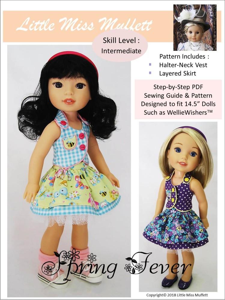 Little Miss Muffett WellieWishers Spring Fever 14.5" Doll Clothes Pattern Pixie Faire