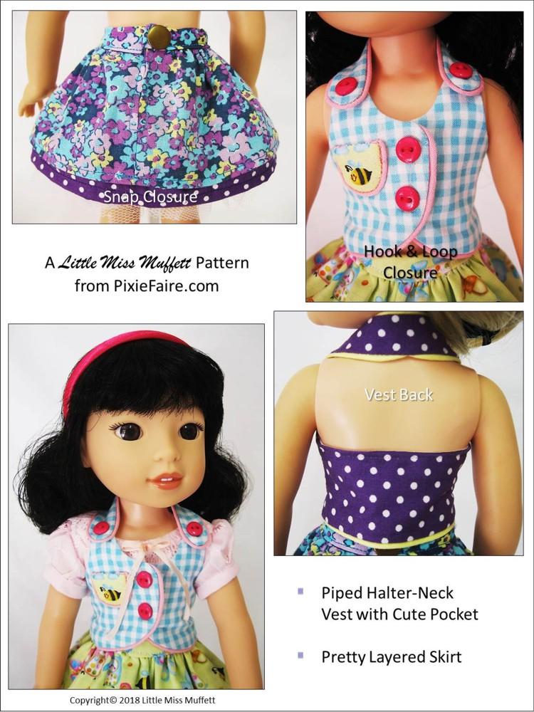 Little Miss Muffett WellieWishers Spring Fever 14.5" Doll Clothes Pattern Pixie Faire
