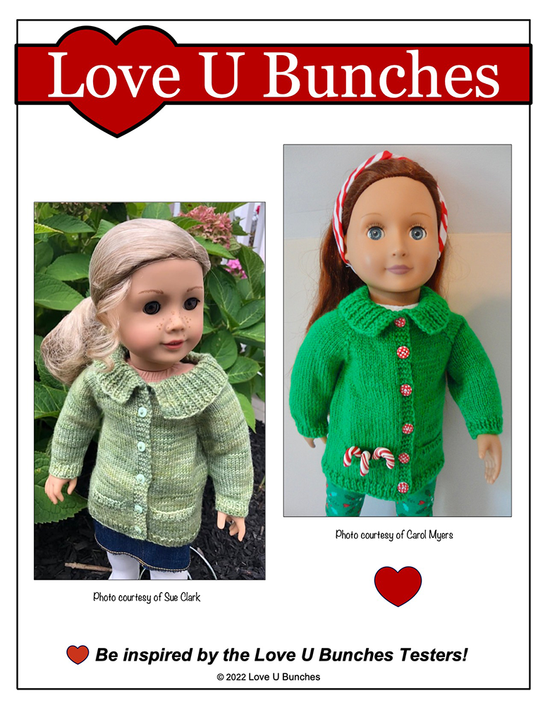 Love U Bunches Knitting Library Sweater Doll Clothes Knitting Pattern For 18 Inch Dolls Pixie Faire