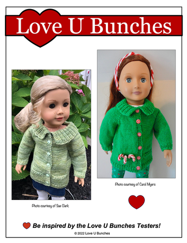 Love U Bunches Knitting Library Sweater Doll Clothes Knitting Pattern For 18 Inch Dolls Pixie Faire
