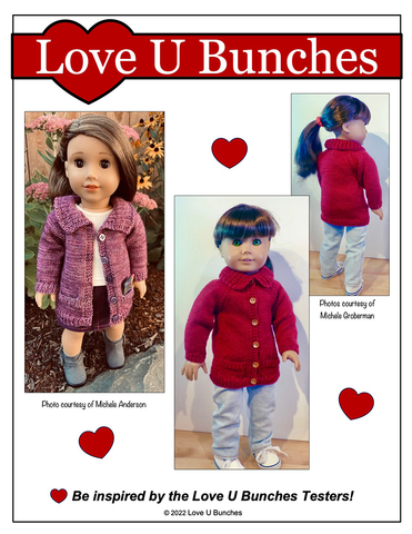 Love U Bunches Knitting Library Sweater Doll Clothes Knitting Pattern For 18 Inch Dolls Pixie Faire